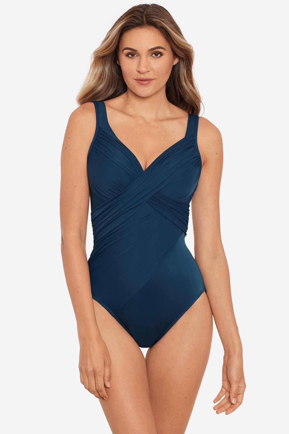 MIRACLESUIT NEW DIRECTIONS MUSE UNDERWIRE ONE PIECE SWIM SUIT BLUE 10 NEW!  $180