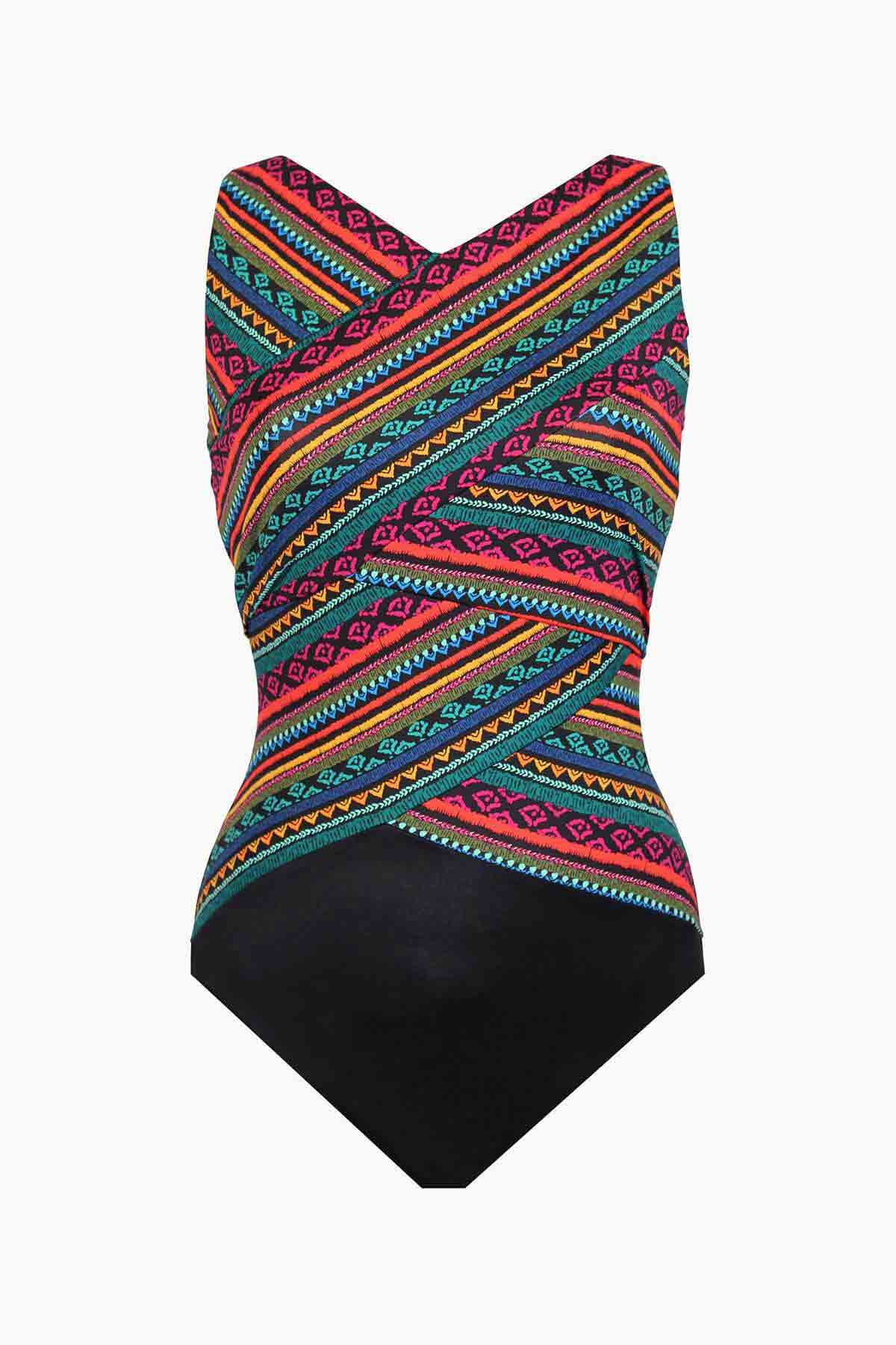 Embroidered Tummy Control Swimsuit