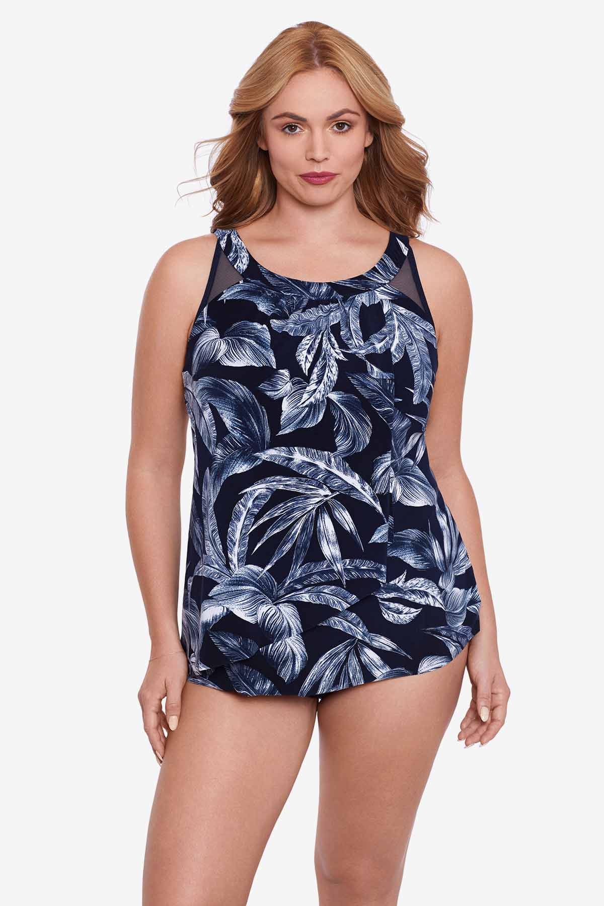 Miraclesuit Plus Size Tropica Toile Ursula Tankini Bathing Suit