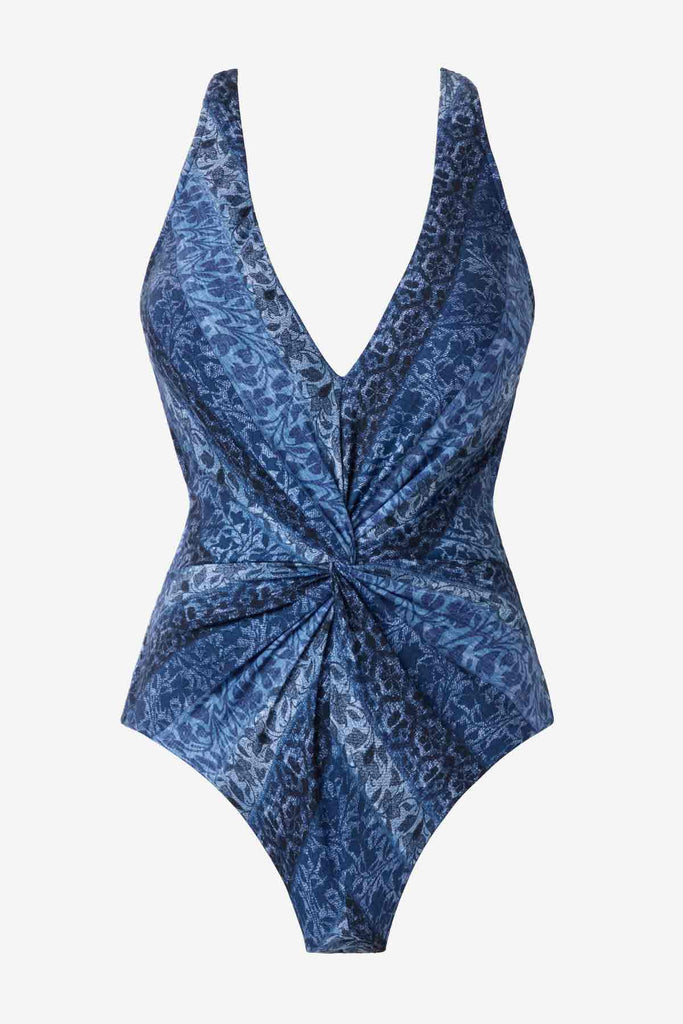 Multicolor one-piece swimsuit with a wrap detail