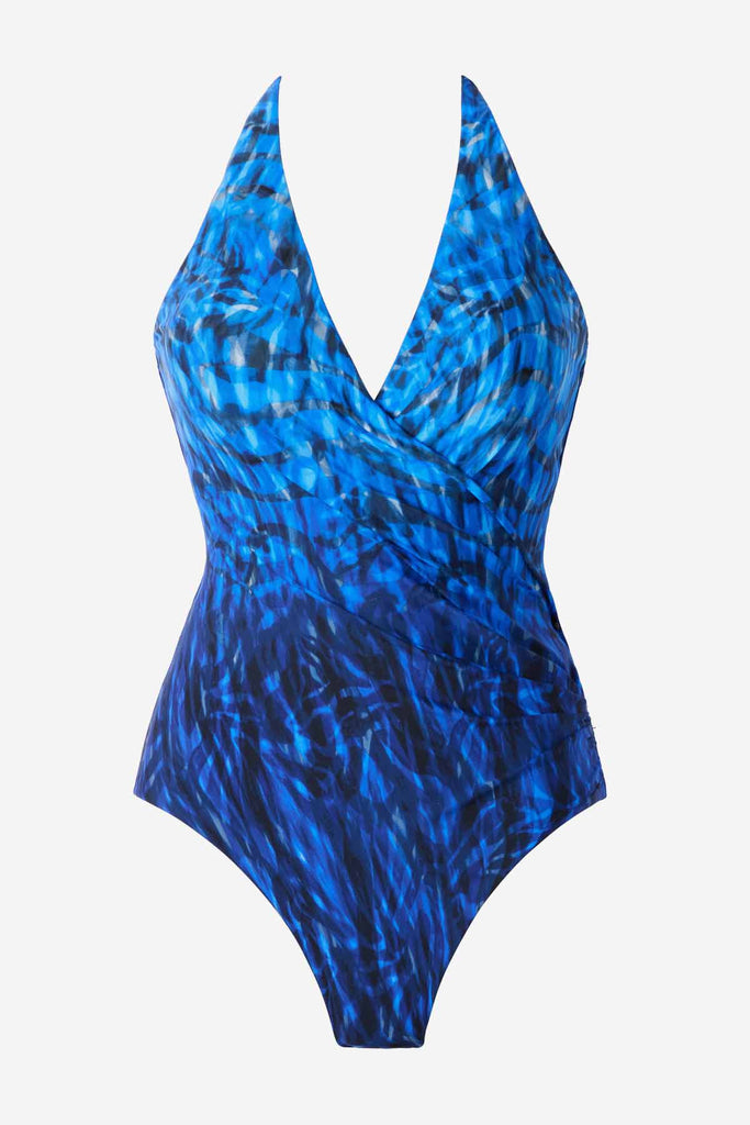 Blue one-piece swimsuit with an ombre effect