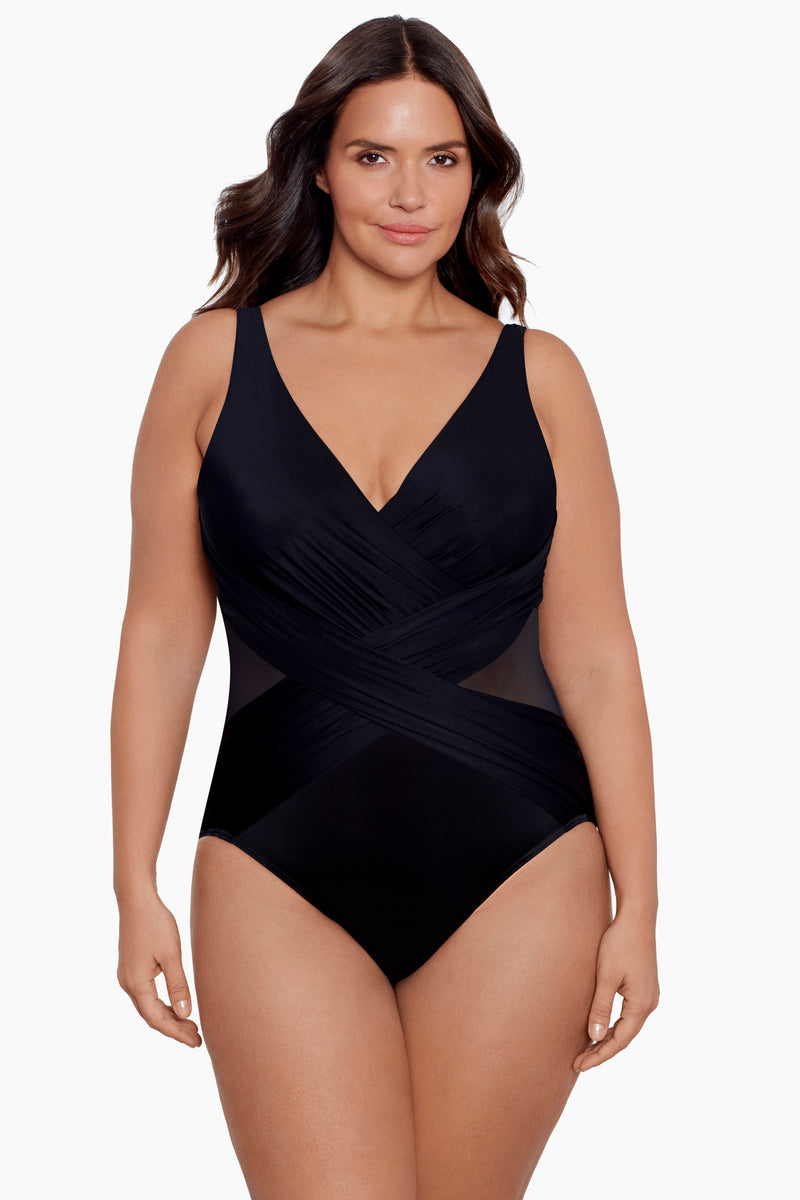 Tummy Control Swimsuit - Miraclesuit Plus Size Crossover One Piece