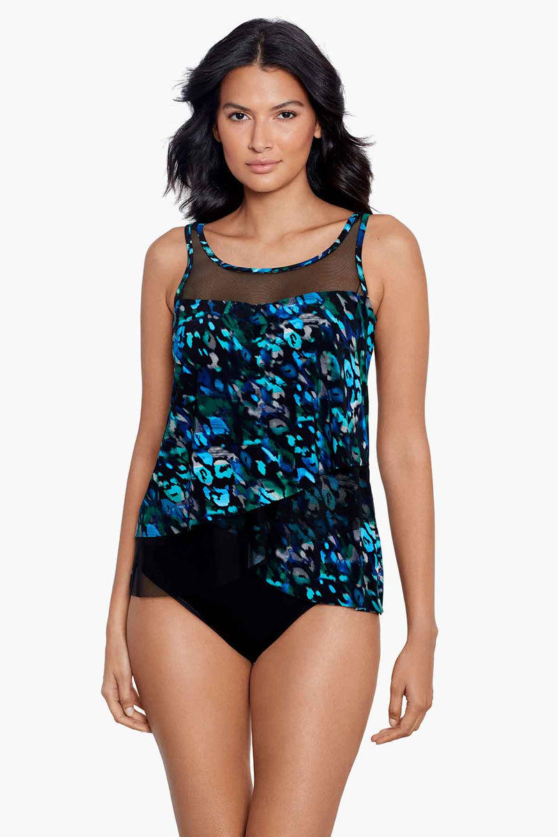Miraclesuit, Swim, Slimming Control Straight Neck Tankini Top Dreamsuit  By Miracle Brands Blue