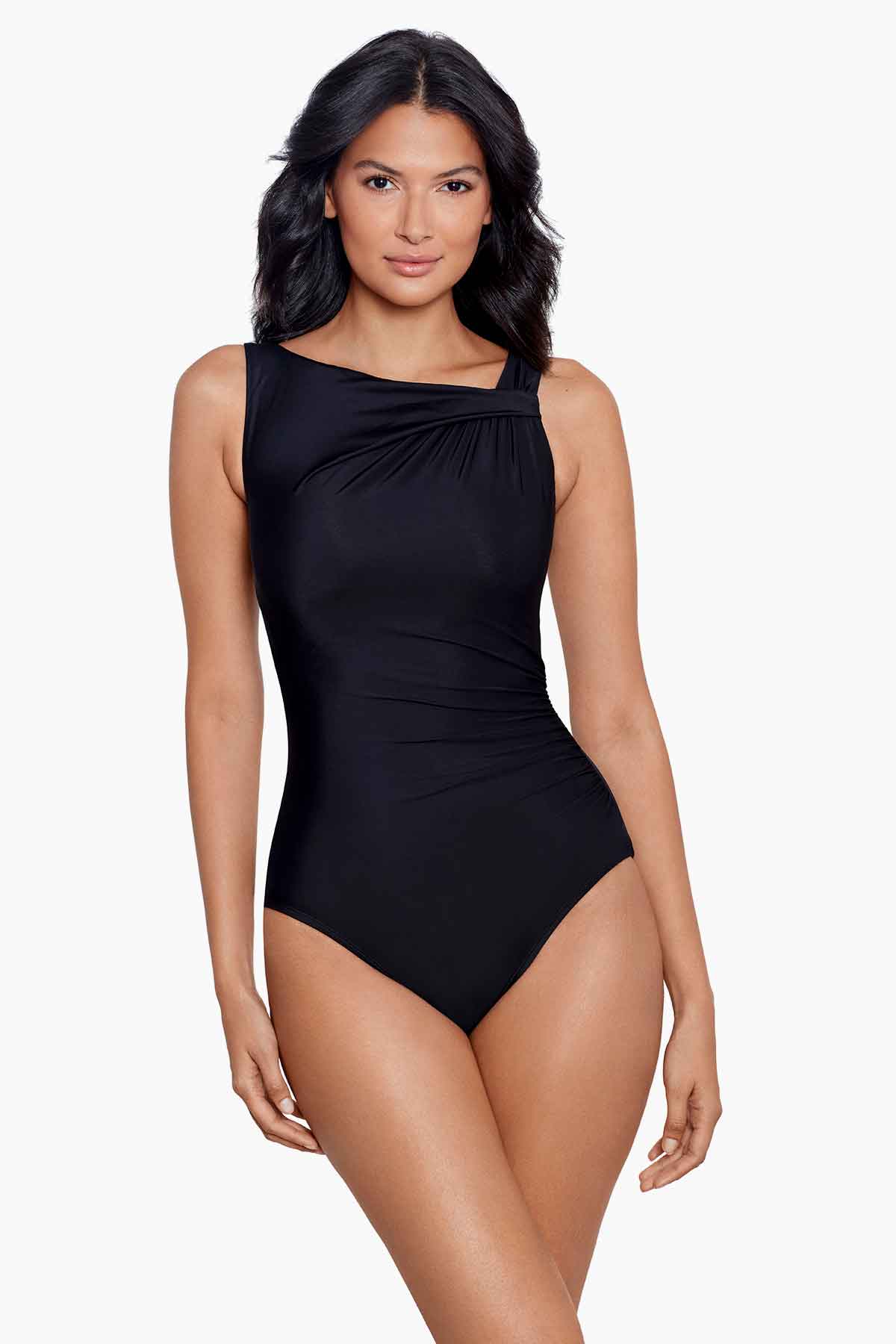 Miraclesuit Swimwear Solid Mystify Tummy Control One Piece 6513065 Black  Womens Swimwear